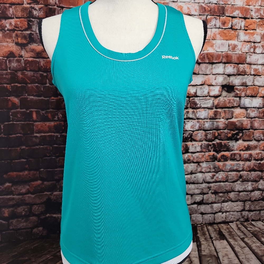 Women's Reebok Athletic Tank Top Sleeveless Green Size Small EUC. mb